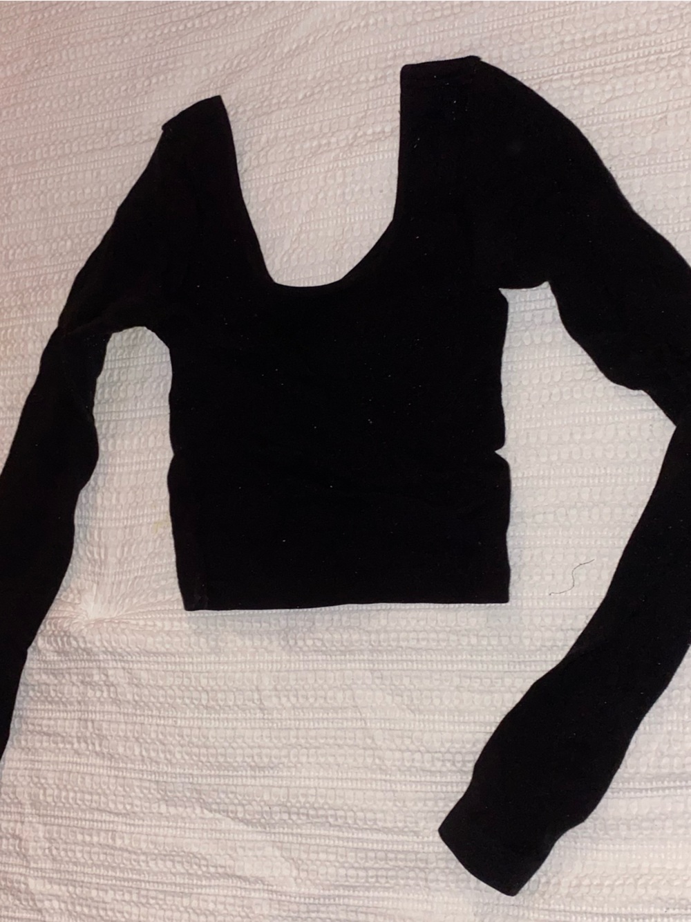 Black ribbed Crop Top with Long Sleeves
